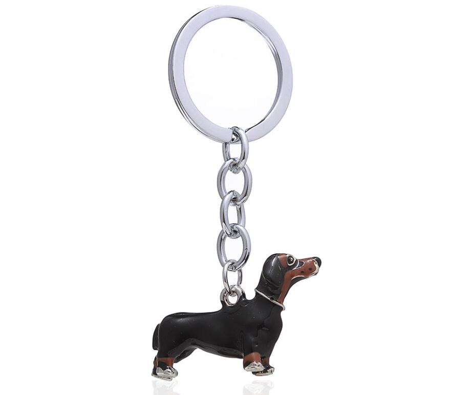 Black Alloy Dachshund Pet Keychain