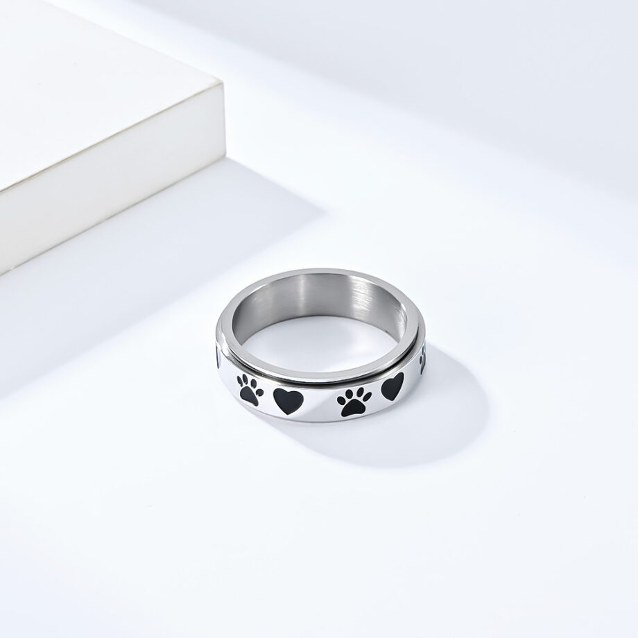 Forever in my Heart Footprints Dog Ring