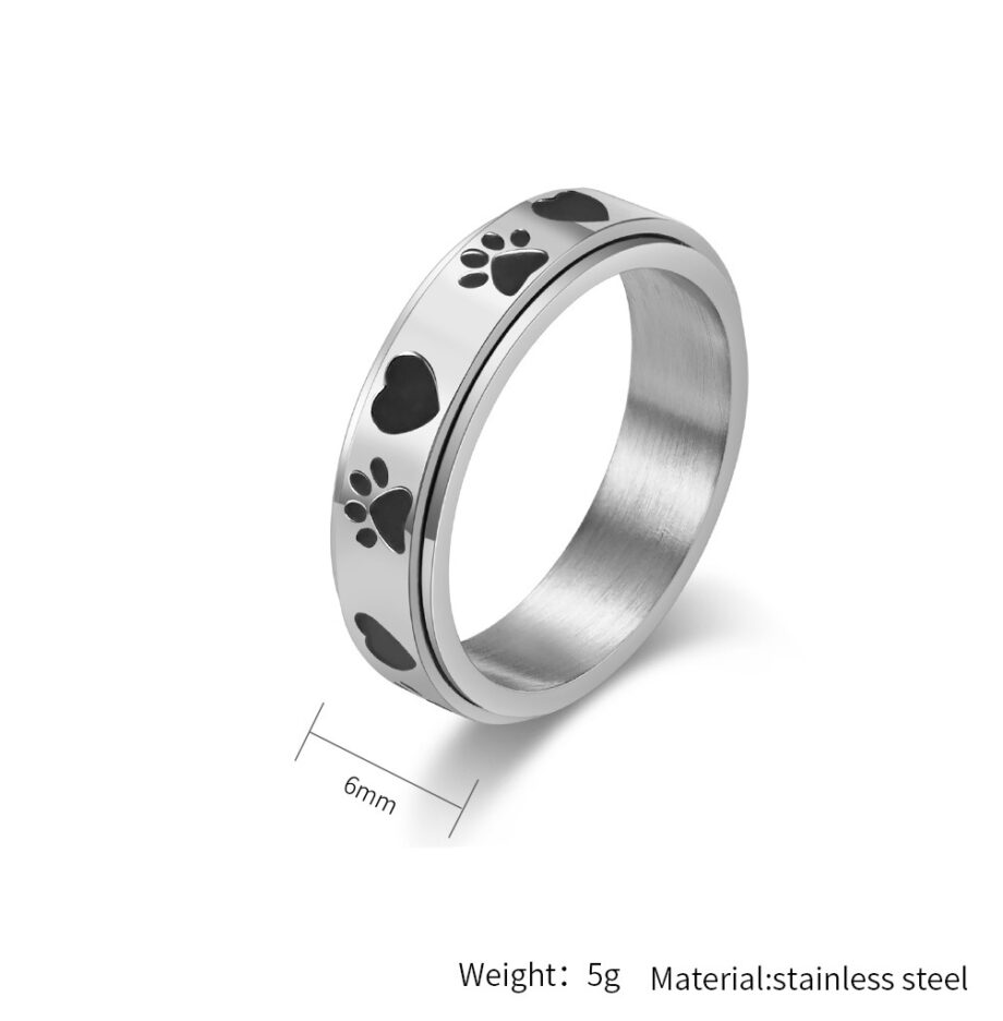 Forever in my Heart Footprints Dog Ring