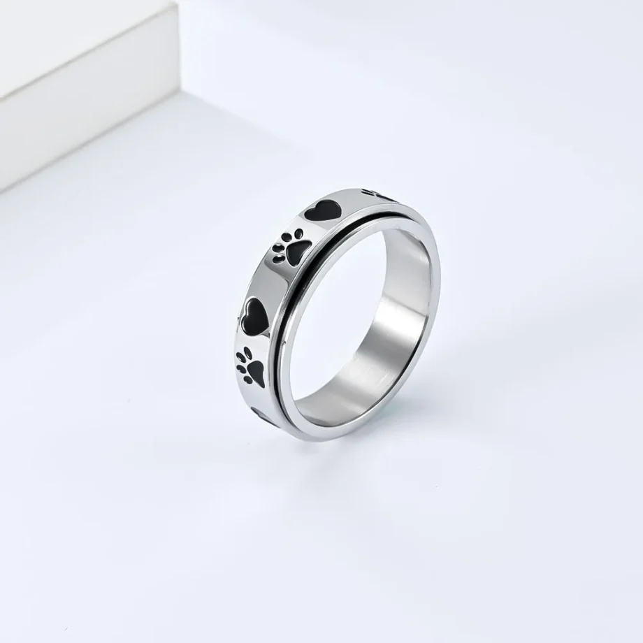 Forever in my Heart Footprints Dog Ring