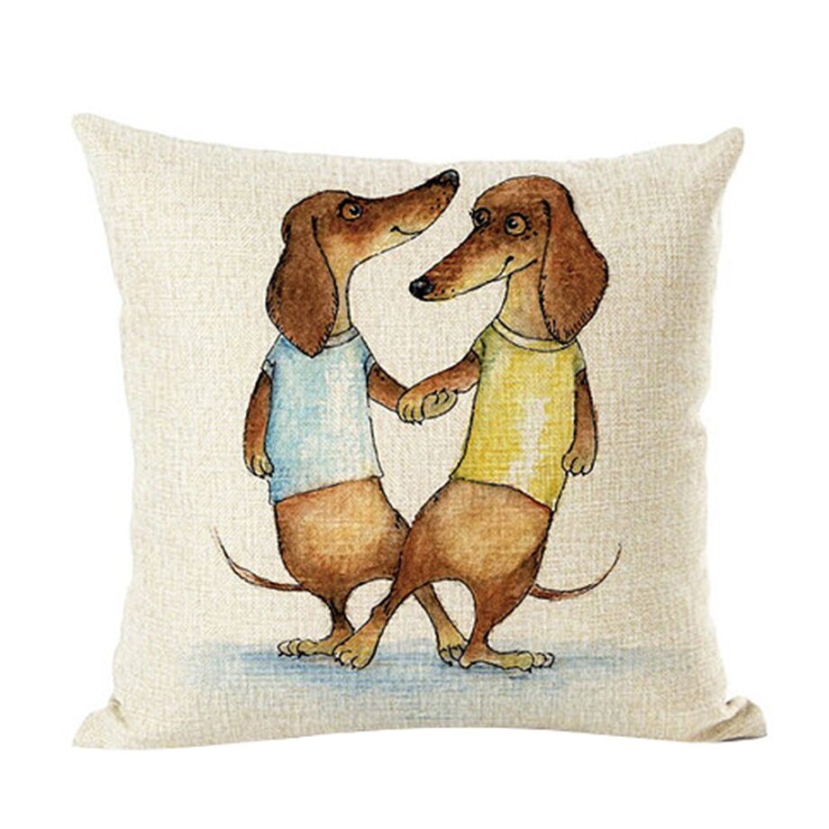 Funny Dachshund Print Cushion Cover