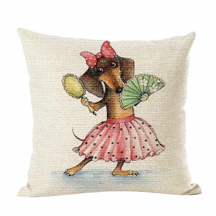 Funny Dachshund Print Cushion Cover