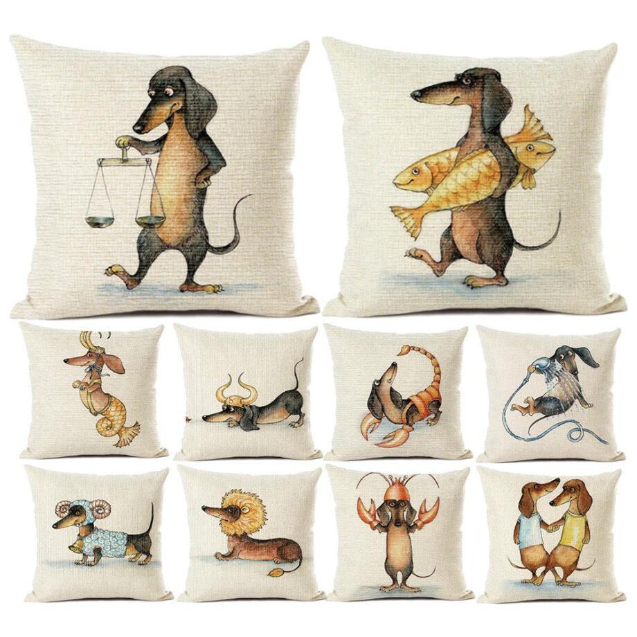 Funny Dachshund Print Cushion Cover