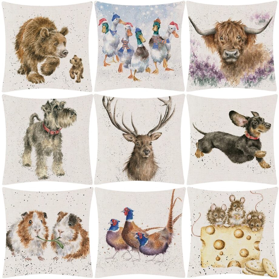 Hand Painting Animals Cushion Covers