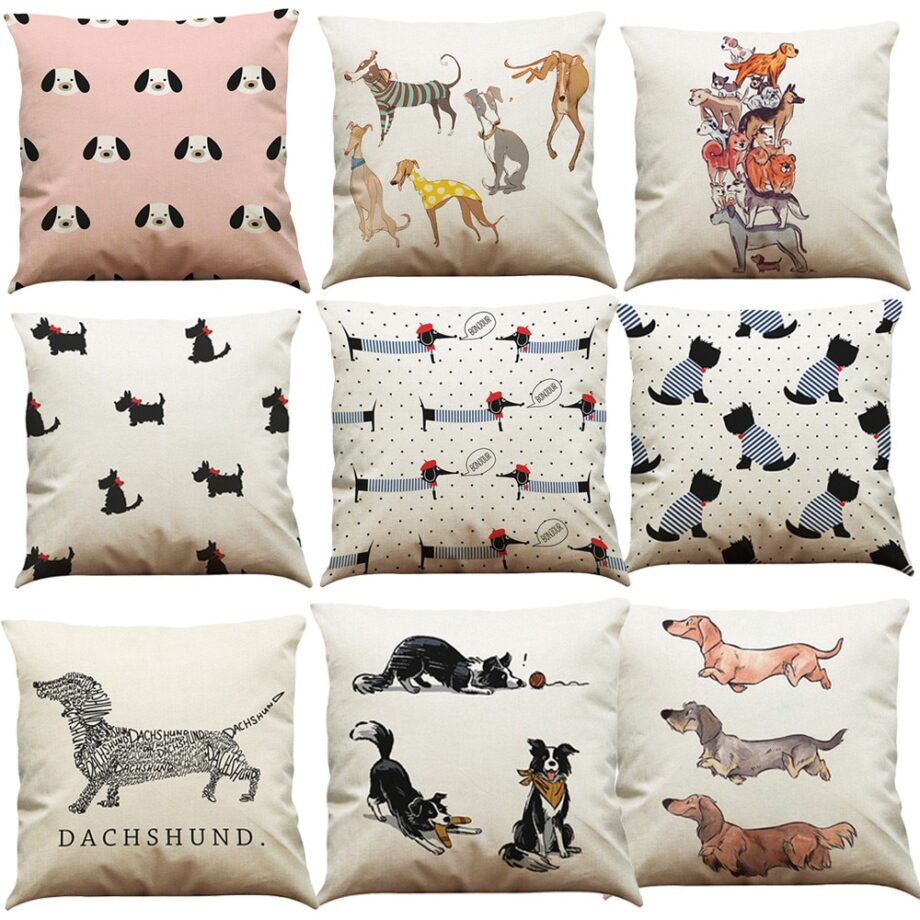 Vintage Dog Pillow Case/Cushion Cover