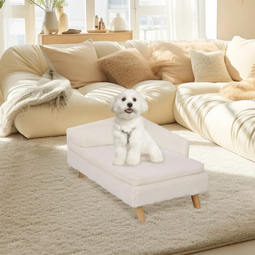 Nordic Pet Stool Bed: Elevated Comfort with Cozy Waterproof Pad and Sturdy Wood Legs for Small Dogs and Kittens