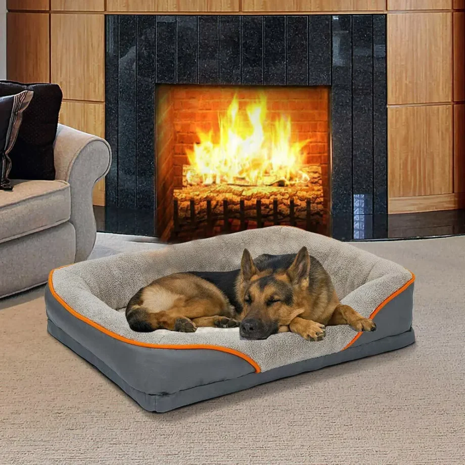 Waterproof Orthopedic Dog Sofa Bed with Plush Foam Cushion for Heavy-Duty Comfort